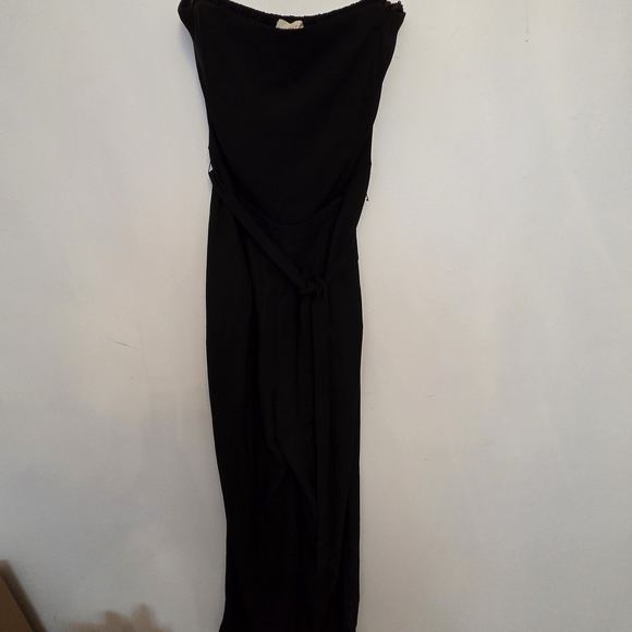 LOFT Pants - LOFT Black Strapless Wide-Leg Jumpsuit with Waist Tie